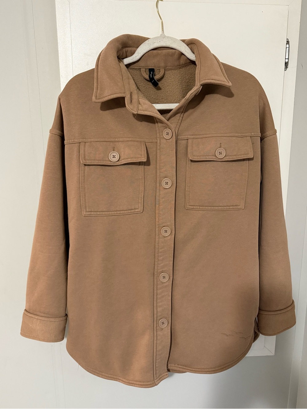195. Lazypants Fleece Shacket in Camel | Women's Button Cabincore
